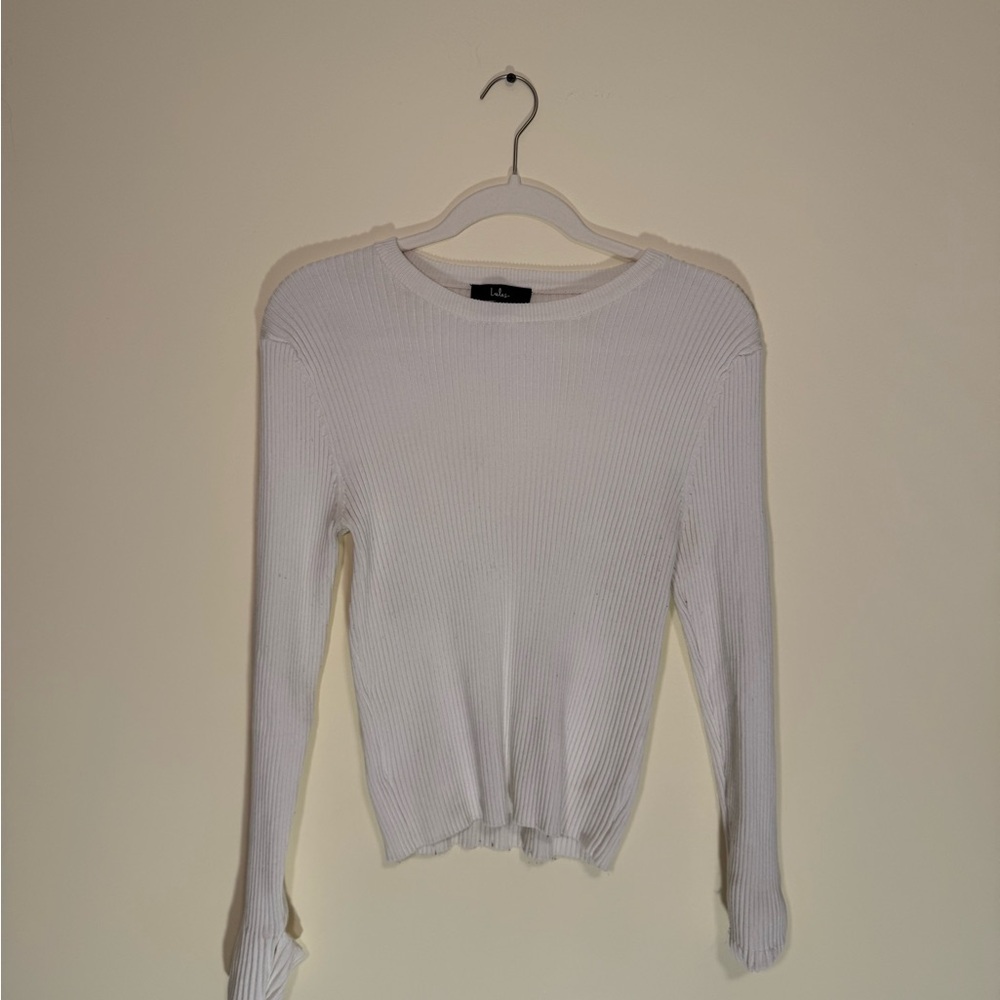 Lulu’s White Ribbed Long Sleeve Sweater